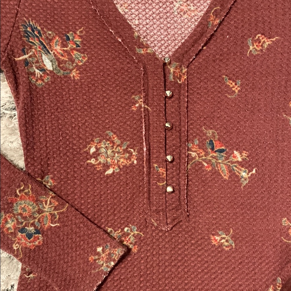 William Rast Floral Long Sleeve Top - Rust - Picture 3 of 4